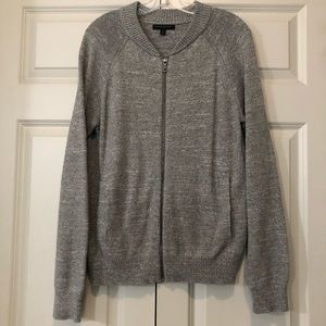 Men's Banana Republic Grey Zip Up Knit Sweater, Size Small